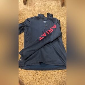Ariat Dark Blue Pullover with Red Sleeve Logo